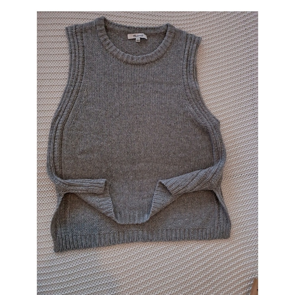 Madewell Gray Merino Wool Alpaca Blend Ribbed Sweater Vest Minimalist - Picture 7 of 10
